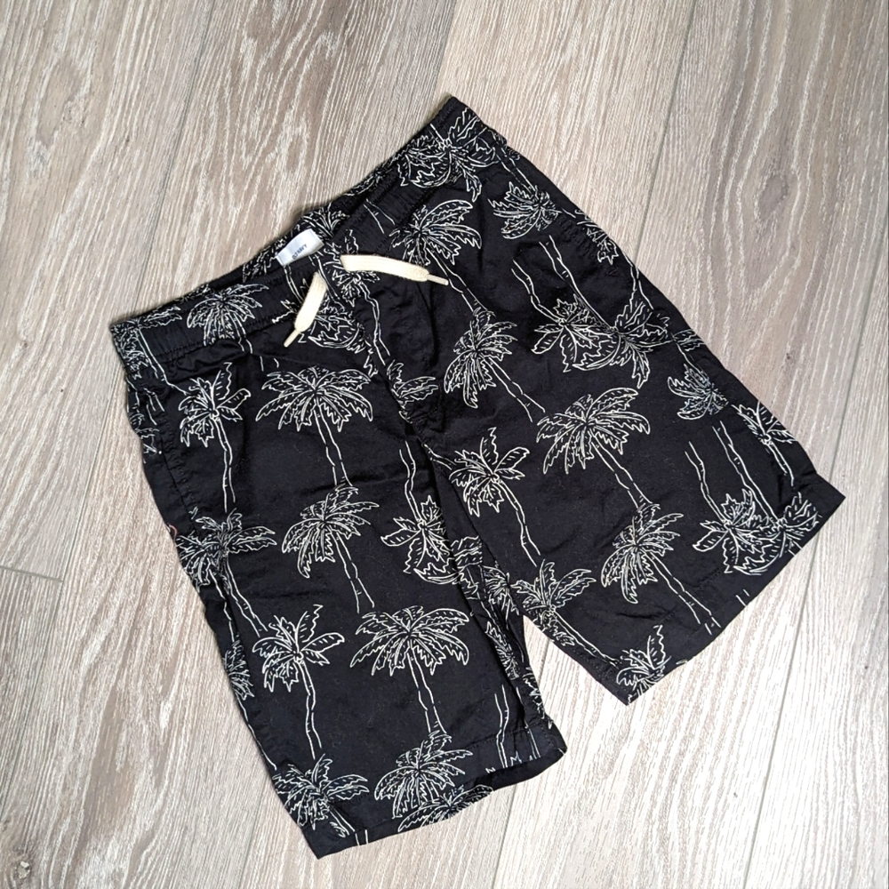 Pull on cotton shorts with palm trees
